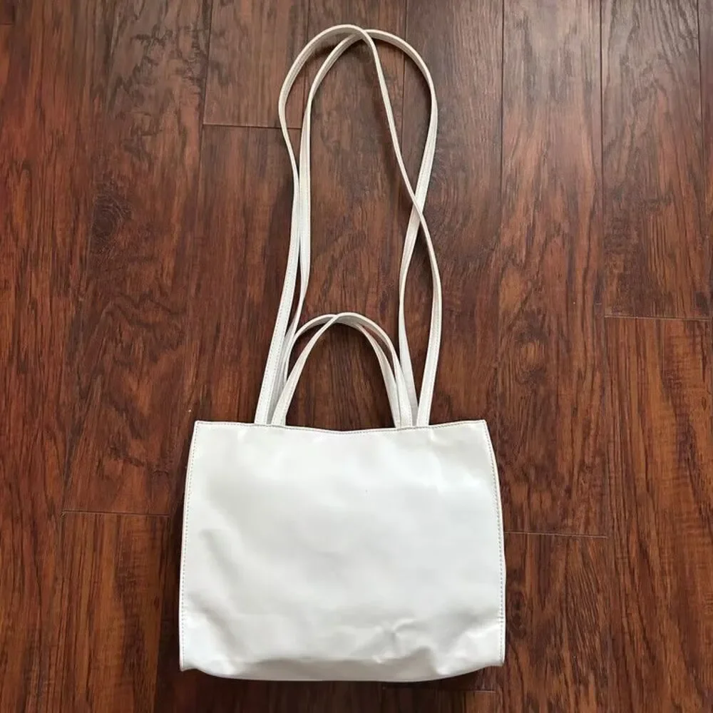 Telfar Shopping Bag Medium White Tote Crossbody Purse Vegan Leather Made in USA